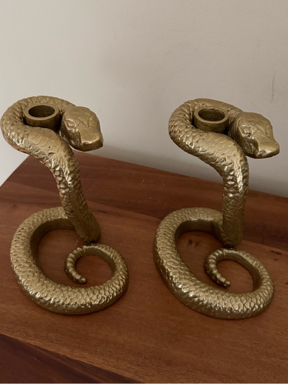 Brass snake candleholders